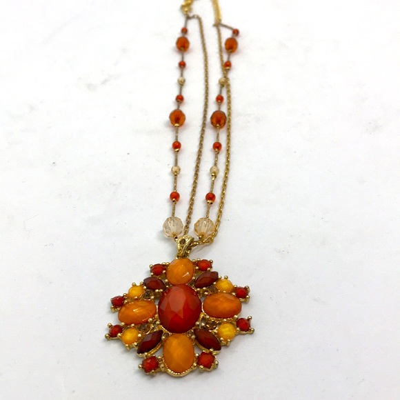 Sparkly Beaded Pendant with a Double chain Beaded 18” Necklace - Picture 3 of 3